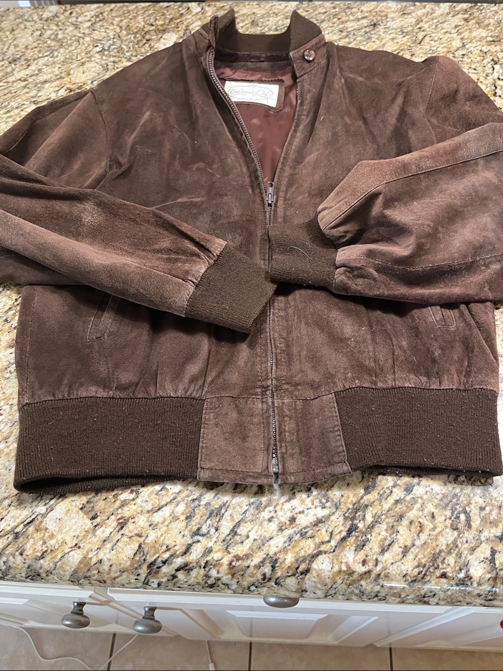 Brown Suede Bomber Jacket - Picture 3 of 6